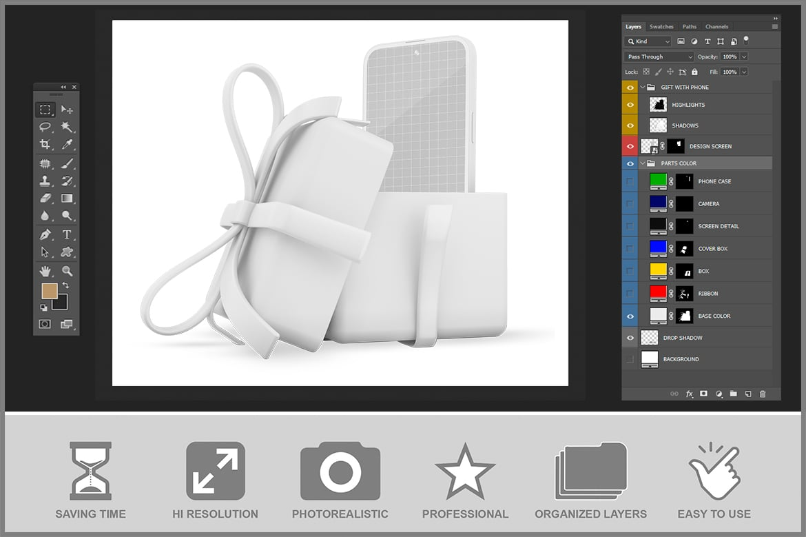 图片[2]-Phone Inside Gift Box Mockup（067725）-技能树